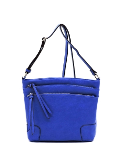 All-In-One Tassel Detailed Crossbody Bag/ Messenger Bag with Double-zipped front compartment WU059 RBLUE